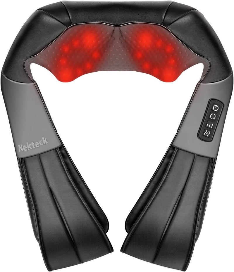Nekteck Back Neck and Shoulder Massager with Heat, Deep Tissue 3D Kneading Shiatsu Electric Massage for Relaxation, Office Chair, Car & Home Use, Black - Image 1