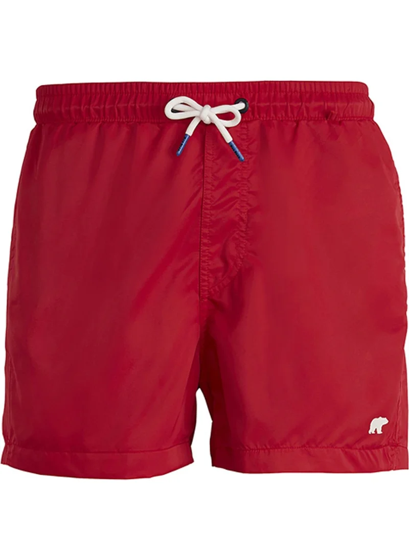 باد بير 21.01.09.004_JACKSONVILLE Normal Waist Plain Red Men's Shorts Swimsuit