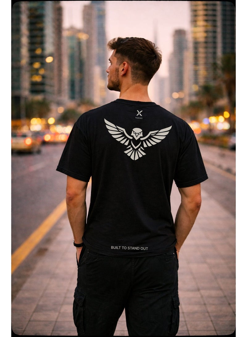 NOMAiX Falcon Edition T-Shirt | Limited Drop UAE Identity Graphic Tee | Oversized Drop Shoulder | Unisex Streetwear | Made in UAE - Image 3