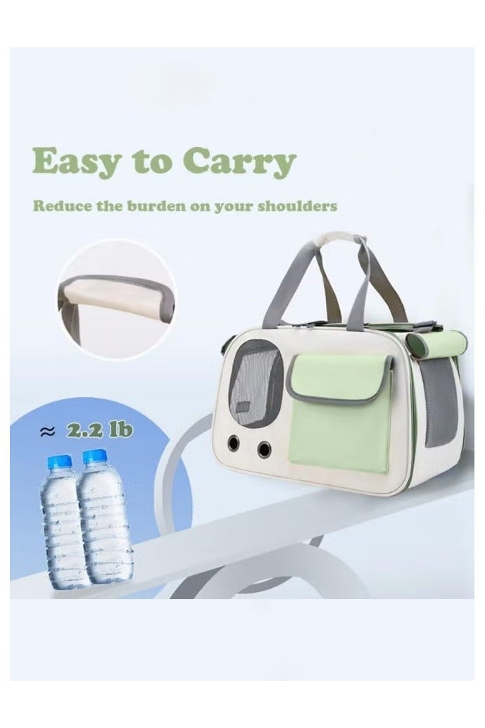 Cat Airline Crate, Dog Carrier, 16.5 lb Pet Foldable Travel Carry, Soft Side Cat Carrier, Roll-Up Cover, for Nervous Cats (Green) - Image 4