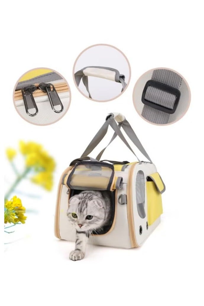 Cat Airline Crate, Dog Carrier, 16.5 lb Pet Foldable Travel Carry, Soft Side Cat Carrier, Roll-Up Cover, for Nervous Cats (Green) - Image 3