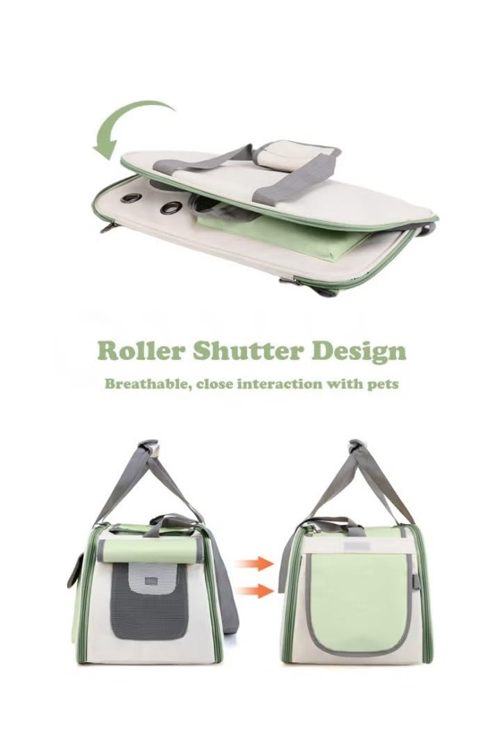 Cat Airline Crate, Dog Carrier, 16.5 lb Pet Foldable Travel Carry, Soft Side Cat Carrier, Roll-Up Cover, for Nervous Cats (Green) - Image 5