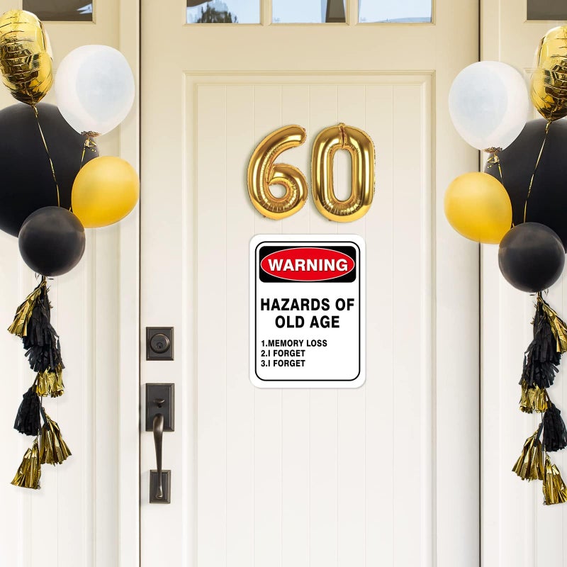 WERNNSAI 60th Birthday Decorations - 9 PCS Happy Birthday 60 Years Old Decor Yellow Funny Signs Yard Garden Door Wall Windows for 60th Party Picture Props Warning Logo for Men Women - Image 4