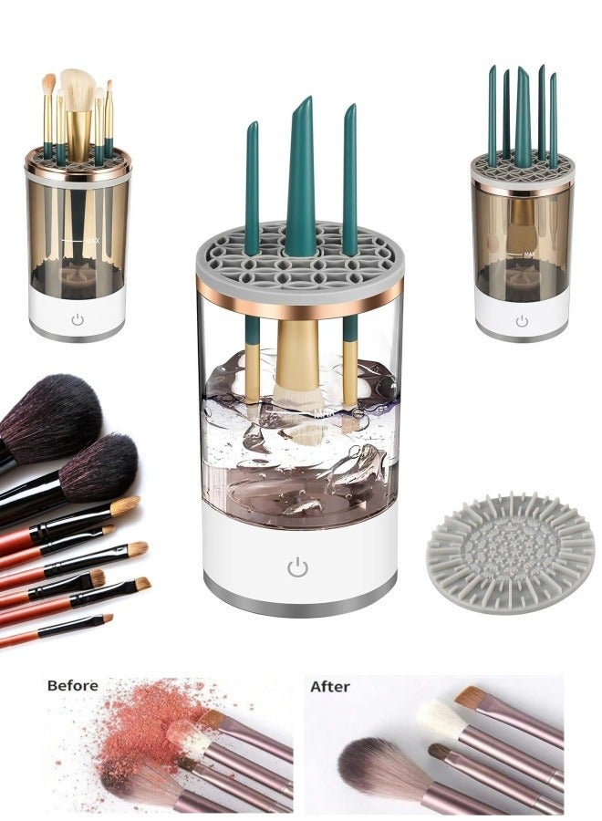 makeup cleaner,Electric Makeup Brush Cleaner,makeup brush set cleaner, Makeup Brush Cleaner Machine Cosmetic Brush Cleaner Automatic Spinner Cosmetics Brushes Cleaning Tool Makeup Brush Storage Box with Brush Clean Mat for Women Girls Makeup Lovers ﻿ - Image 1