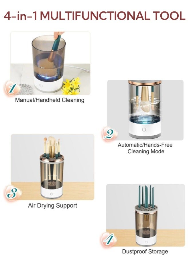 makeup cleaner,Electric Makeup Brush Cleaner,makeup brush set cleaner, Makeup Brush Cleaner Machine Cosmetic Brush Cleaner Automatic Spinner Cosmetics Brushes Cleaning Tool Makeup Brush Storage Box with Brush Clean Mat for Women Girls Makeup Lovers ﻿ - Image 3