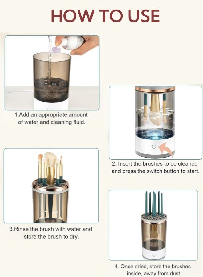 makeup cleaner,Electric Makeup Brush Cleaner,makeup brush set cleaner, Makeup Brush Cleaner Machine Cosmetic Brush Cleaner Automatic Spinner Cosmetics Brushes Cleaning Tool Makeup Brush Storage Box with Brush Clean Mat for Women Girls Makeup Lovers ﻿ - Image 4