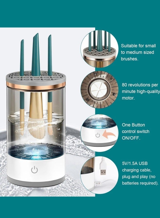 makeup cleaner,Electric Makeup Brush Cleaner,makeup brush set cleaner, Makeup Brush Cleaner Machine Cosmetic Brush Cleaner Automatic Spinner Cosmetics Brushes Cleaning Tool Makeup Brush Storage Box with Brush Clean Mat for Women Girls Makeup Lovers ﻿ - Image 5