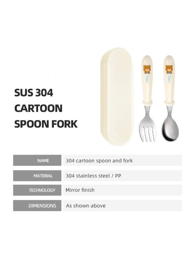 1 Sets Toddler Utensils Stainless Steel Fork and Spoon with Silicone Handle, Kid Safe Utensils ,Food Grade Utensils with Storage Box, Round Handle Cute Tableware - Image 5