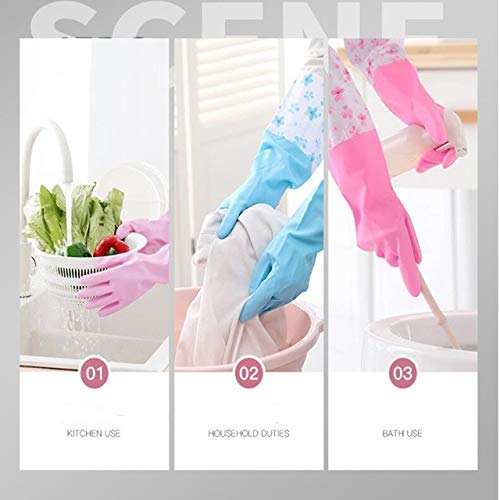 Moxtiza Rubber Hand Dishwashing Gloves | Reusable Waterproof Kitchen Cleaning Gloves for Women & Men, Large Free Size, Pink, 1 Pair - Image 4