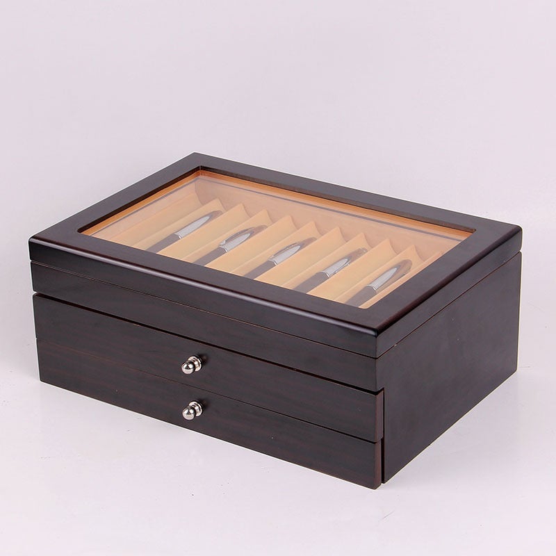 PETO In-Stock Pen Case For 12 Wooden Pens, Display Case For 23 Pens, Lacquered Stationery Box For 34 Pens, Wooden Pen Storage Box - Image 2