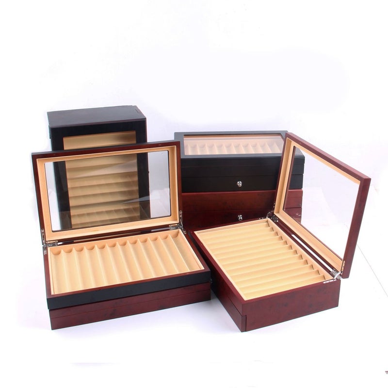 PETO In-Stock Pen Case For 12 Wooden Pens, Display Case For 23 Pens, Lacquered Stationery Box For 34 Pens, Wooden Pen Storage Box - Image 3