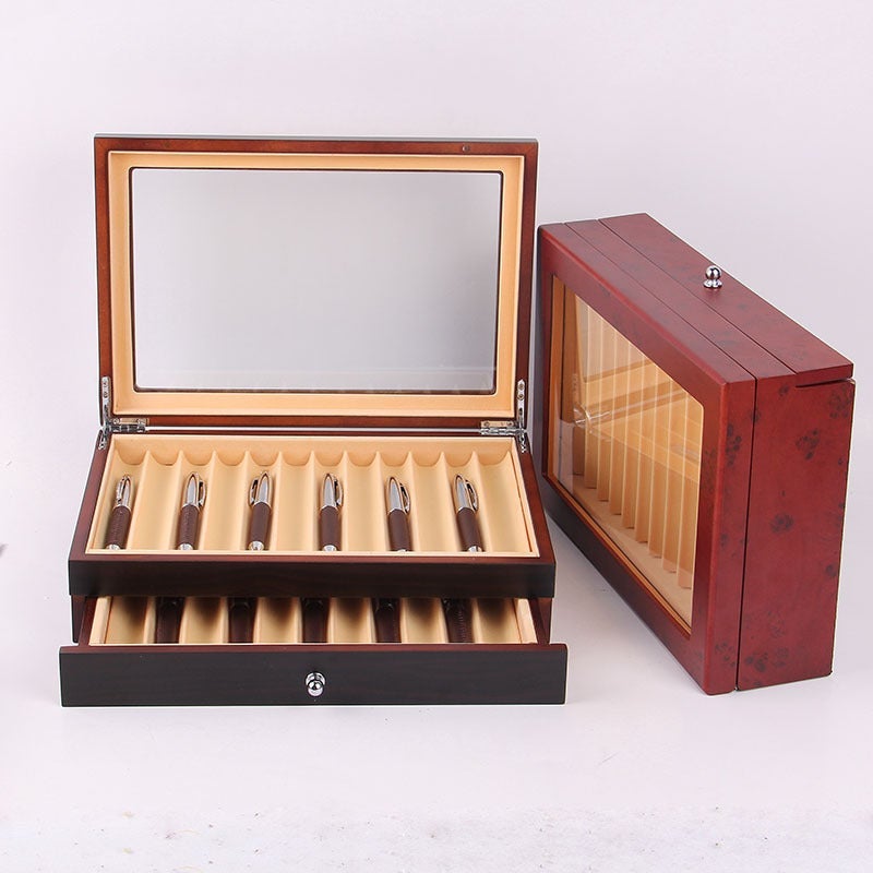 PETO In-Stock Pen Case For 12 Wooden Pens, Display Case For 23 Pens, Lacquered Stationery Box For 34 Pens, Wooden Pen Storage Box - Image 5