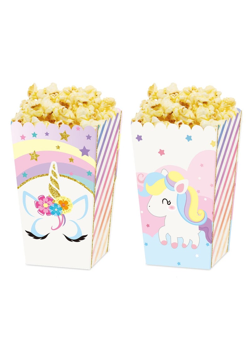KASTWAVE 24PCS Popcorn Boxes - Rainbow Snack Containers for Birthday Party, Treat Favor Boxes for Candy Cookies Decorations, and Party Supplies - Image 1