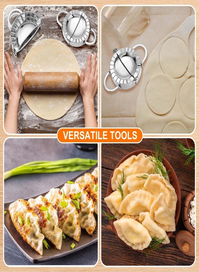 Vesici 5 Pack Stainless Steel Dumpling Maker Dumpling Press Perogies Maker Press Dumpling Wrapper Stamp Ravioli Mold Pastry Dough Cutter Various Sizes Kitchen Accessories, 2.95/3.35/3.74/4.92/5.91 In - Image 5