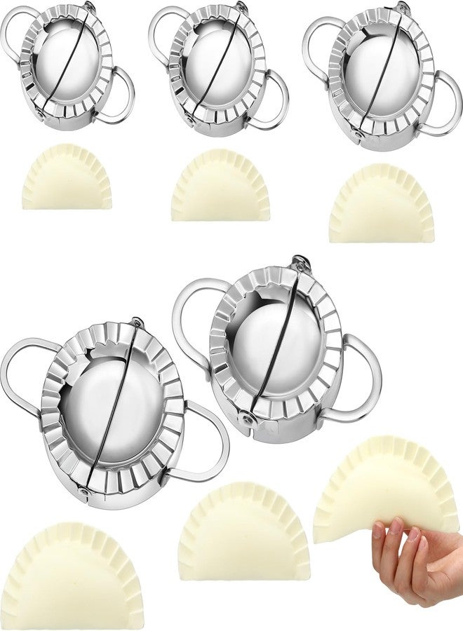 Vesici 5 Pack Stainless Steel Dumpling Maker Dumpling Press Perogies Maker Press Dumpling Wrapper Stamp Ravioli Mold Pastry Dough Cutter Various Sizes Kitchen Accessories, 2.95/3.35/3.74/4.92/5.91 In - Image 1