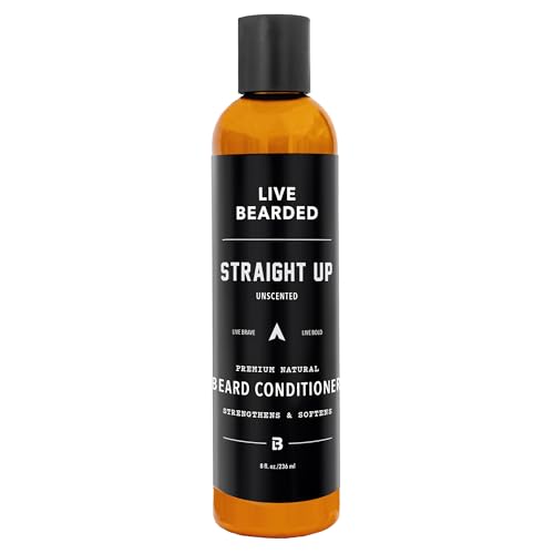 Live Bearded Beard Conditioner 8 fl oz  Strengthens and Softens Facial Hair  Made in the USA  AllNatural Ingredients with Biotin Caffeine  Straight Up Unscented  FragranceFree