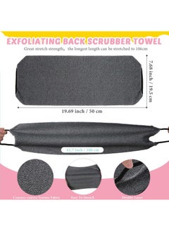 Breling 4 Pack Exfoliating Washcloth Back Scrubber Set, 2 Exfoliating Body Scrubber Nylon Back Body Scrub Towel, 2 Pairs Shower Gloves for Women Men Bath Shower Exfoliation(Pink, Gray)  - Image 2