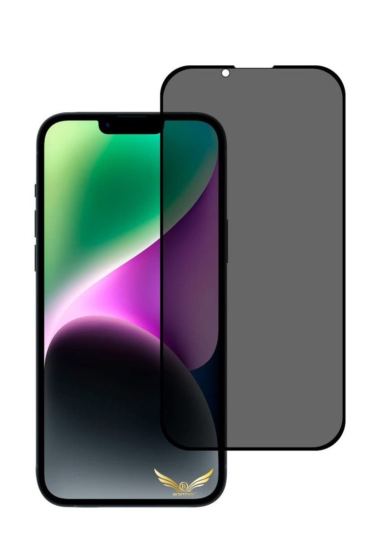 بورتوني iPhone 14 Plus / 13 Pro Max واقي شاشة للخصوصية 9H مضاد للتجسس بغشاء داكن حافظة واقية زجاج مقوى خالٍ من الفقاعات لهاتف Apple iPhone 14Plus / 13 Pro Max 6.7 بوصة 2022  - Image 1