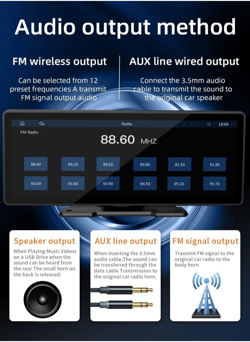 AROAQ - 9.3 Inch Car Touch Screen Wireless Carplayer Android Auto Car Portable Radio Bluetooth MP5 with Mirror Link FM Transmitter AUX Output USB TF - Image 1