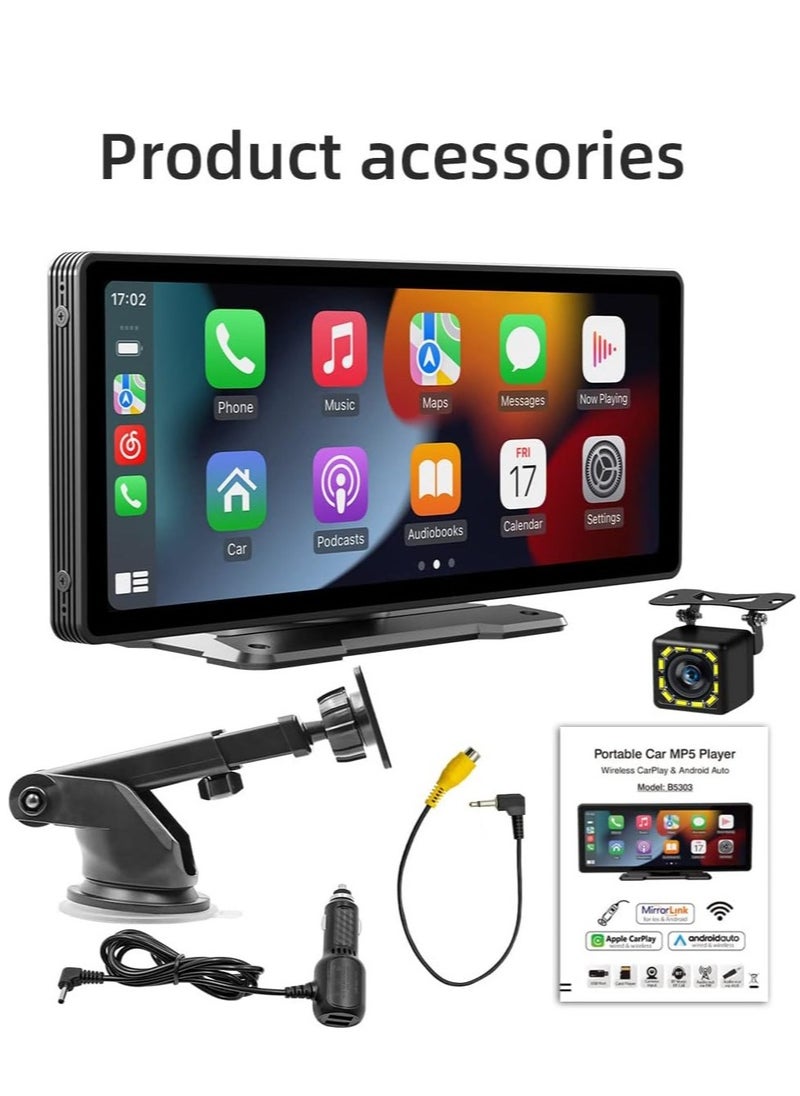 AROAQ - 9.3 Inch Car Touch Screen Wireless Carplayer Android Auto Car Portable Radio Bluetooth MP5 with Mirror Link FM Transmitter AUX Output USB TF - Image 1