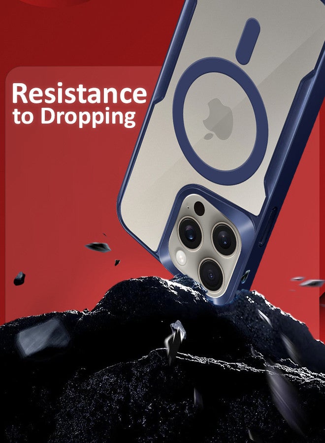 CATANES 3 Pack for iPhone 15 Pro Max Case and 2 Screen Protectors Magnetic Phone Case Slim Shockproof Cover New Design Electroplated Case Cover Dark Blue - Image 5