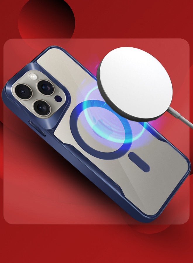 CATANES 3 Pack for iPhone 15 Pro Max Case and 2 Screen Protectors Magnetic Phone Case Slim Shockproof Cover New Design Electroplated Case Cover Dark Blue - Image 3