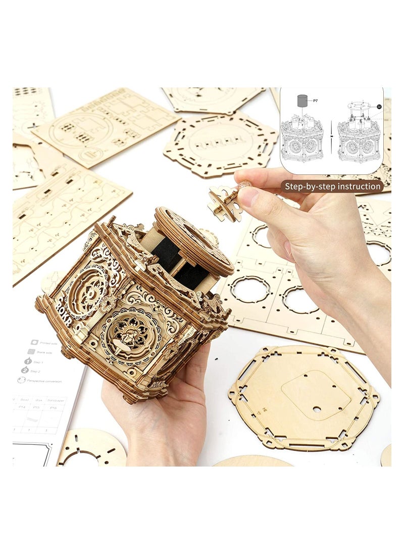 Generic - 3D Wooden Puzzles Music Box Secret Garden Model Kits For Adults Spinning Musical Jewelry Box Vintage Keepsakes Storage Gifts For Teens Woman Man - Image 1