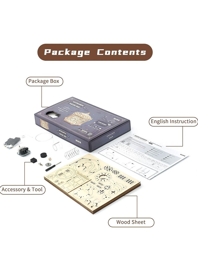 Generic - 3D Wooden Puzzles Music Box Secret Garden Model Kits For Adults Spinning Musical Jewelry Box Vintage Keepsakes Storage Gifts For Teens Woman Man - Image 1