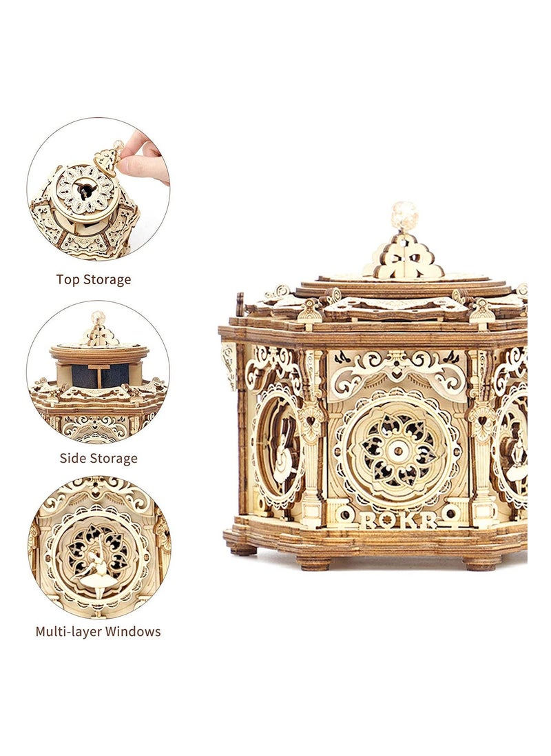 Generic - 3D Wooden Puzzles Music Box Secret Garden Model Kits For Adults Spinning Musical Jewelry Box Vintage Keepsakes Storage Gifts For Teens Woman Man - Image 1