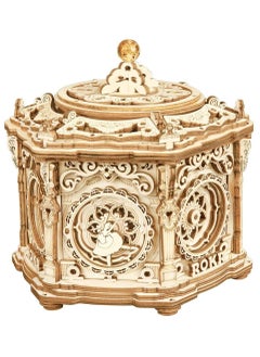 3D Wooden Puzzles Music Box Secret Garden Model Kits For Adults Spinning Musical Jewelry Box Vintage Keepsakes Storage Gifts For Teens Woman Man