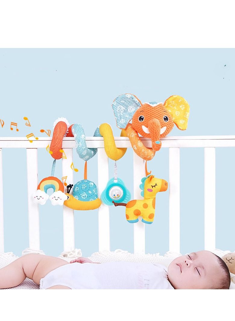 بايبي طفل الفيل الزرافة دوامة أفخم لعبة السيارات مقعد تعليق لعبة عربة طفل بار سرير مهد مع الموسيقى مربع المحمول ب صرير وطحن - Image 1