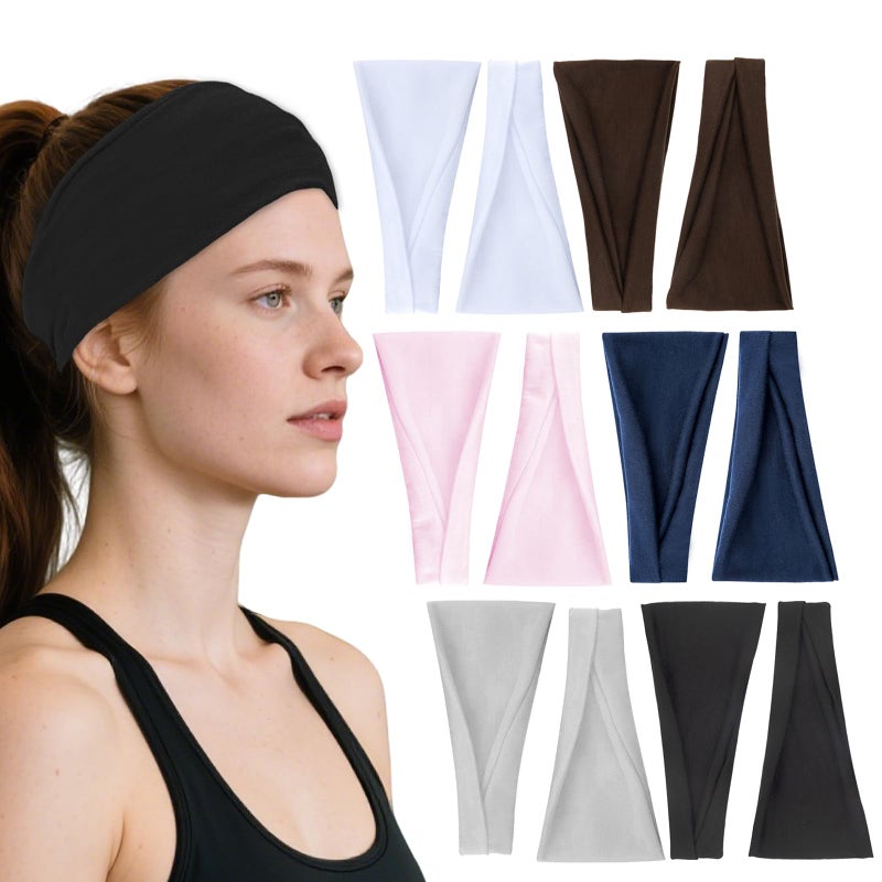 VANRUID Headbands for Women, 12PCS Wide Stretchy Sports Hair Bands, Elastic Soft Fashion Head Bands, Non-Slip Running Sweatbands for Fashion, Washing Face, Workouts, Yoga, Daily Use - Image 1