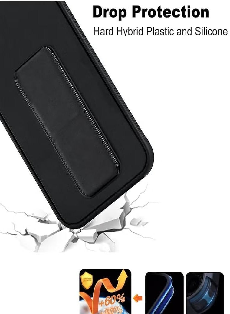 Samsung Galaxy A26 Case Back Stand Cover Magnetic Holder Silicone Horizontal & Vertical Kickstand Cover Wrist Strap Full protection Anti Fingerprint Case For Samsung Galaxy A26 2025 Black - Image 2
