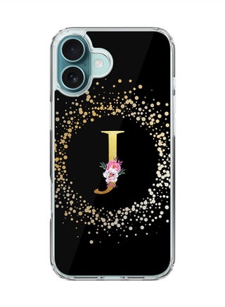 Custom Monogram Floral - J ( Black )