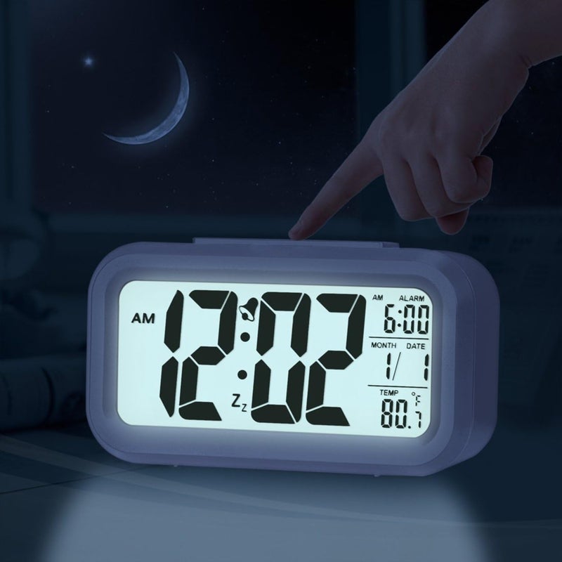 ZAEGO Digital Alarm Table Clock for Students Timer Watch for Study HomeOffice Bedroom Kitchen Loud Desk Alarm Clocks for Heavy Sleepers with Automatic Sensor Time Date Temperature - Image 2