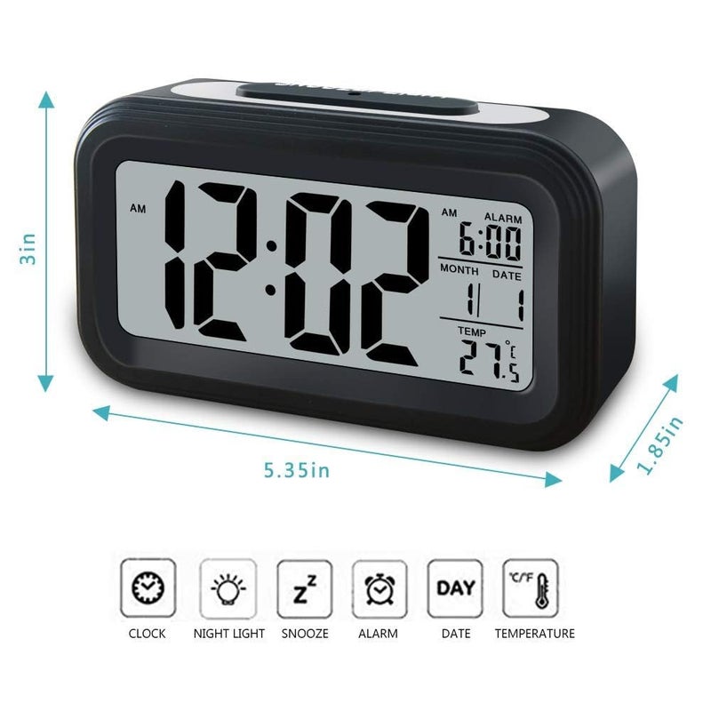 ZAEGO Digital Alarm Table Clock for Students Timer Watch for Study HomeOffice Bedroom Kitchen Loud Desk Alarm Clocks for Heavy Sleepers with Automatic Sensor Time Date Temperature - Image 5