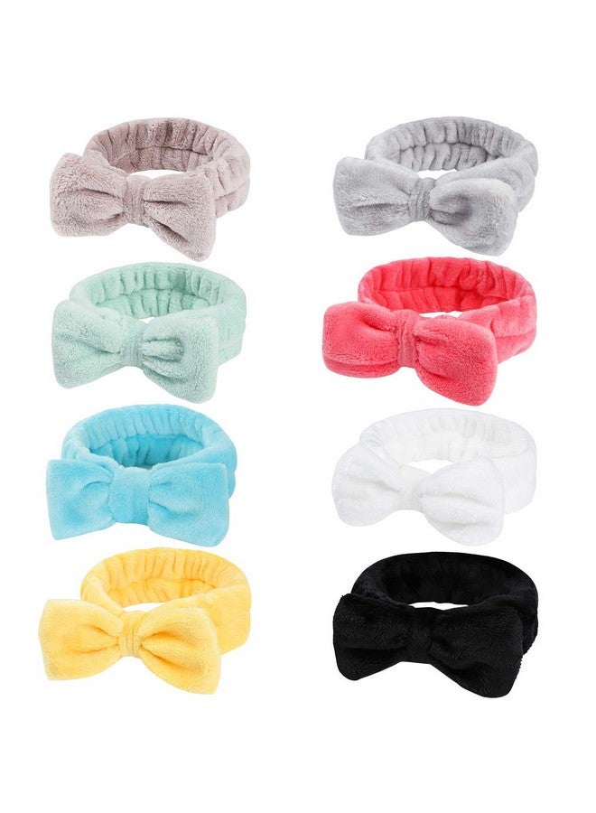 Hishexin 8 Pack Spa Headband, Coral Fleece Makeup Headband Cosmetic Headband For Washing Face, Bow Headbands For Shower Terry Cloth Headbands For Women Facial Hair Band - Image 1