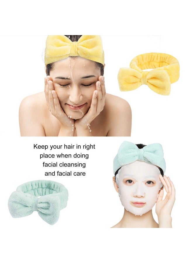 Hishexin 8 Pack Spa Headband, Coral Fleece Makeup Headband Cosmetic Headband For Washing Face, Bow Headbands For Shower Terry Cloth Headbands For Women Facial Hair Band - Image 3