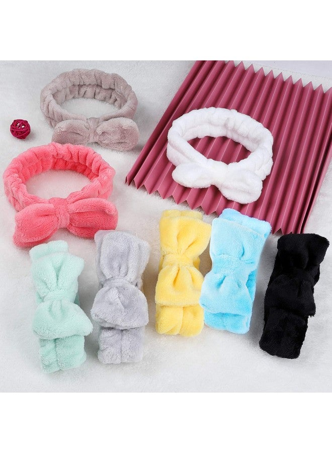 Hishexin 8 Pack Spa Headband, Coral Fleece Makeup Headband Cosmetic Headband For Washing Face, Bow Headbands For Shower Terry Cloth Headbands For Women Facial Hair Band - Image 5