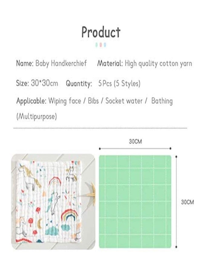 heartbury Organic Muslin Cotton Baby Wipes/BabyTowel /Baby washclothes for New Born Baby (Size100*100 CM) (30*30 (Pack of 5)) - Image 2