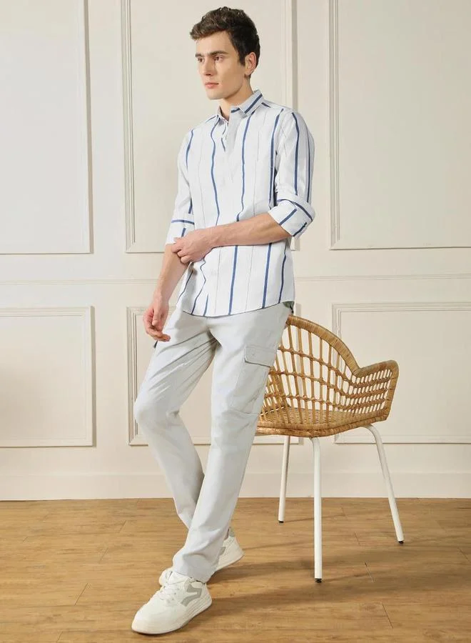 Dennis Lingo Striped Spread Collar Regular Fit Shirt by Styli