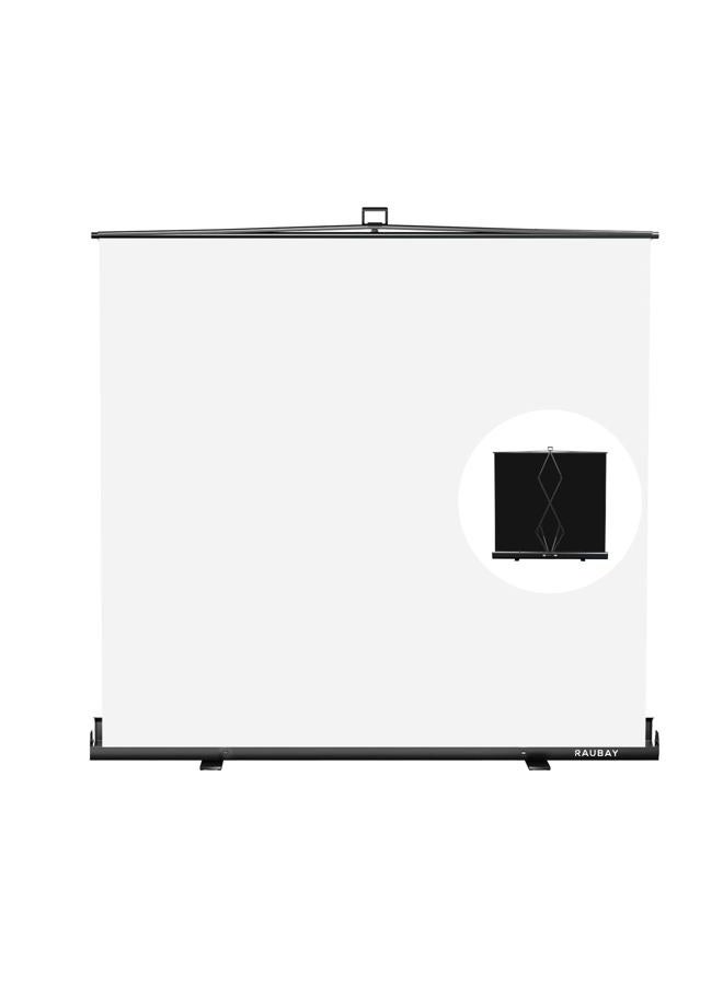 RAUBAY 【Wider Style】 RAUBAY 78.7 x 82.7in Large Collapsible White Backdrop Screen Portable Retractable Panel Photo Background with Stand for Video Conference, Photographic Studio, Streaming - Image 1