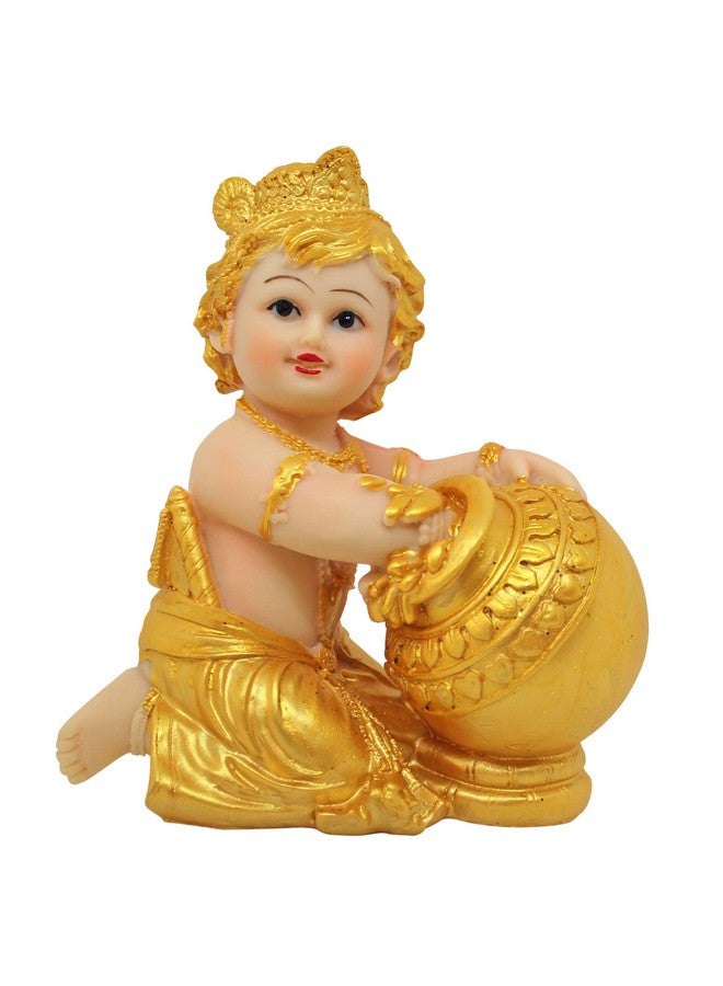 TIED RIBBONS TIED RIBBONS Gold Plated Krishna Idol Statue Figurine Showpiece Decorative Items for Home Decoration Pooja Room Living Room Bedroom Office Gifting (Gold)  - Image 2