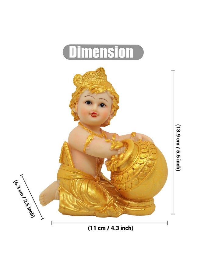 TIED RIBBONS TIED RIBBONS Gold Plated Krishna Idol Statue Figurine Showpiece Decorative Items for Home Decoration Pooja Room Living Room Bedroom Office Gifting (Gold)  - Image 5