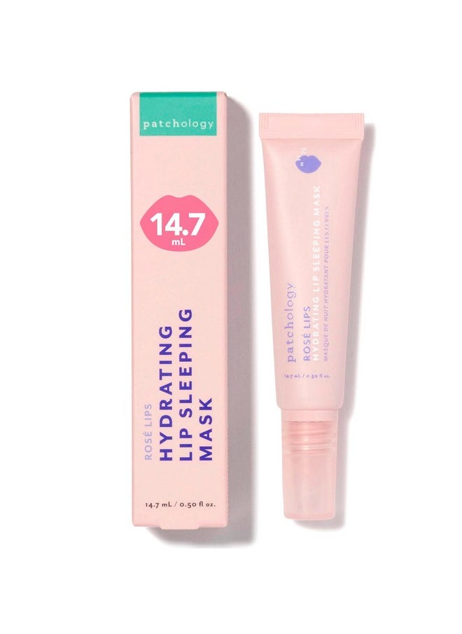 Patchology - Patchology Rosé Lip Sleeping Mask - Overnight Lip Mask with Hyaluronic Acid and Resveratrol - Hydrating and Repairing Lip Gloss Treatment softens and heals dry cracked lips (14.7 ml) - Image 1