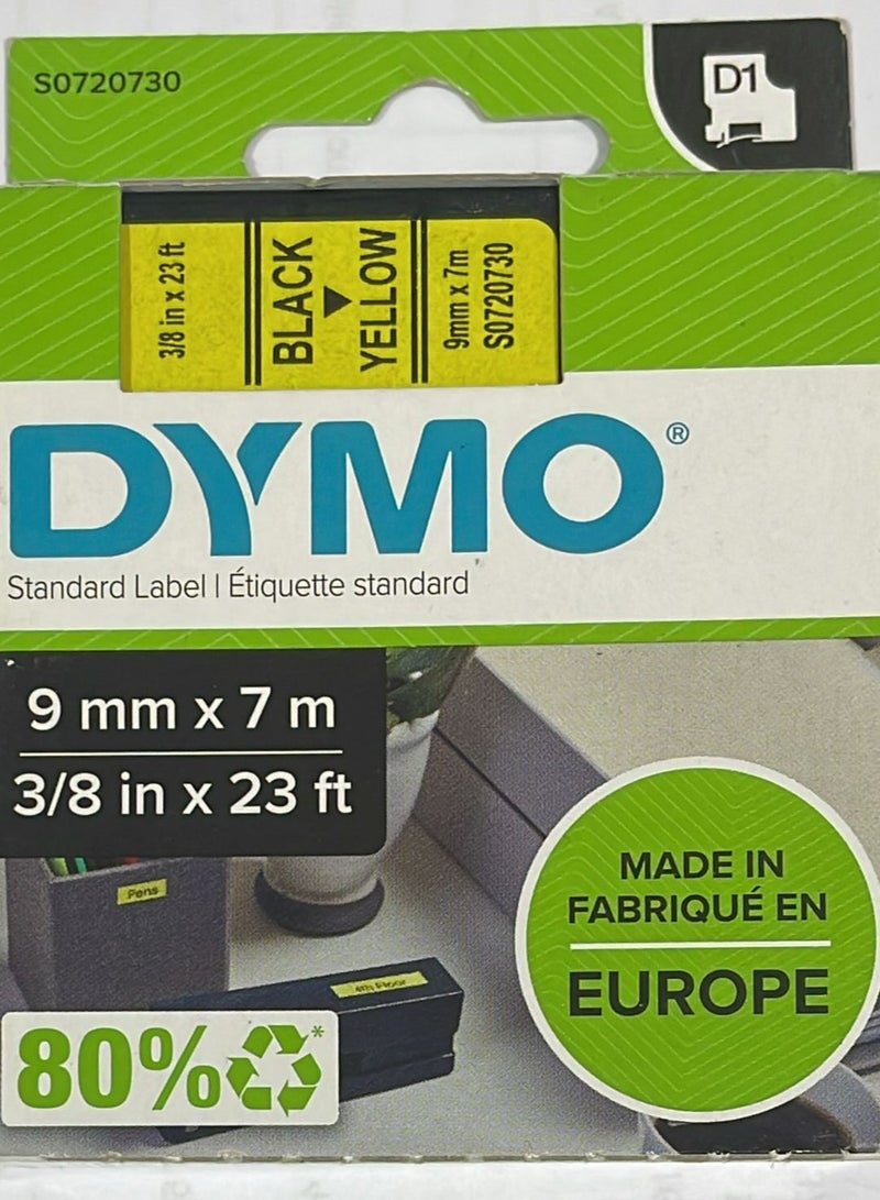 Dymo tape cartridge 9mm black on yellow tape original DY-40918