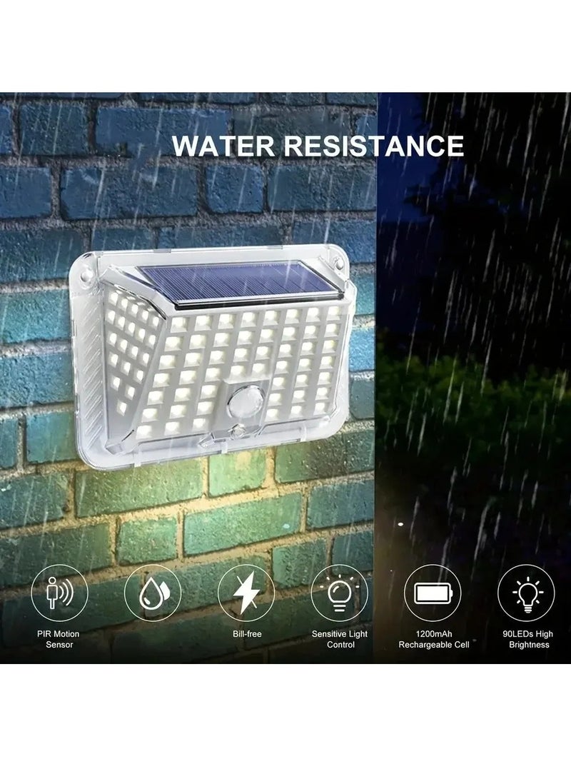 JORTAN Outdoor Solar Wall Light, 3 modes, 90 LED, 270° Induction Angle, High Brightness, Motion Sensor, IP66 Weatherproof Solar LED Light - Image 1
