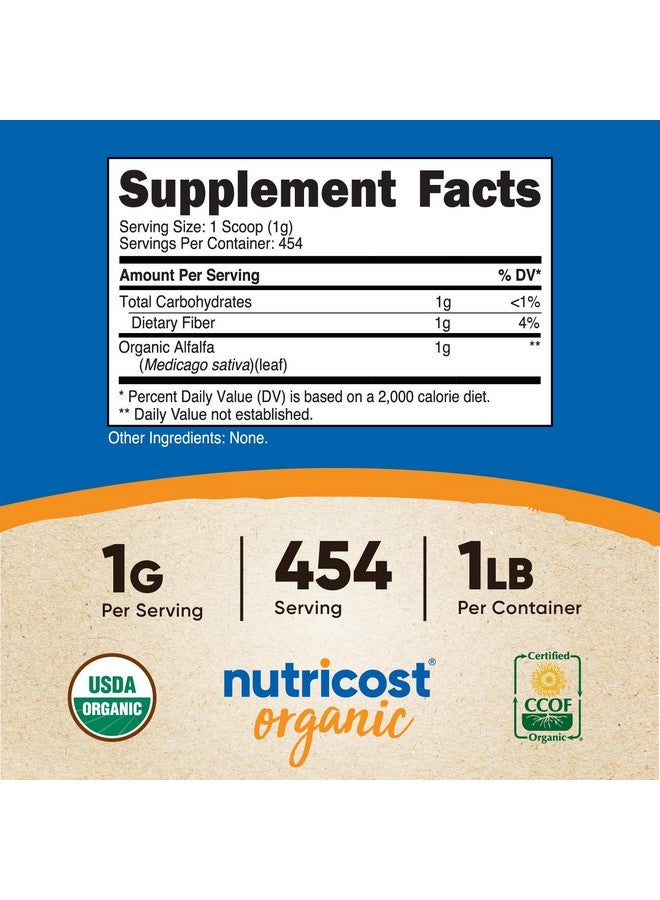 Nutricost Organic Alfalfa Powder 1LB - USDA Certified 100% Organic, Vegetarian, Non-GMO, Gluten Free - Image 2
