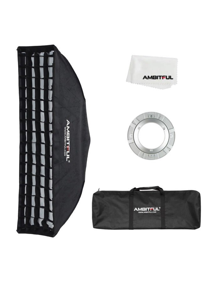 AMBITFUL Softbox Strip FW22x90/9''x 35'' Honeycomb Grid Bowens softbox, with Honeycomb Grid + Carrying Bag, for Bowens Mount lamp (FW22x90/9''x 35'') - Image 1
