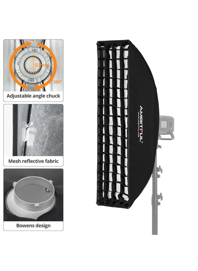 AMBITFUL Softbox Strip FW22x90/9''x 35'' Honeycomb Grid Bowens softbox, with Honeycomb Grid + Carrying Bag, for Bowens Mount lamp (FW22x90/9''x 35'') - Image 3